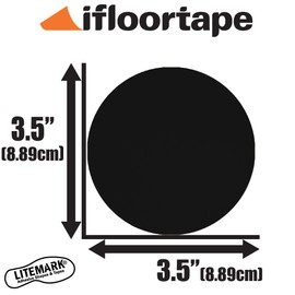 DuraMark 3.5 Inch Black Dots for 5S Lean Organization Floor Marking Have Heavy Duty Industrial Outdoor Rubberized Adhesive with Removable Liner (Pack of 50)