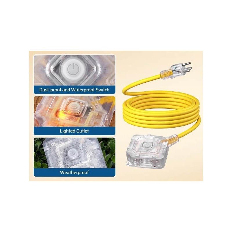 DEWENWILS DEWENWIL 15FT Heavy Duty Extension Cord, Dust-Proof &Waterproof Switch,6