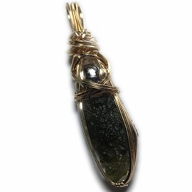 Moldavite Crystal with Muonionalusta Meteorite 14K Gold Filled Pendant Necklace Czech Republic and Sweden Tektite Healing Stones Jewelry MMG (Moldavite Muonionalusta, gold-filled)
