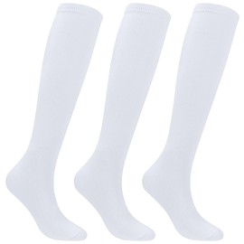 3 Pairs Girls Knee High Socks Long Black White Kids Cotton Socks Back to School Sock for Girls,Suitable for School Uniforms,Parties
