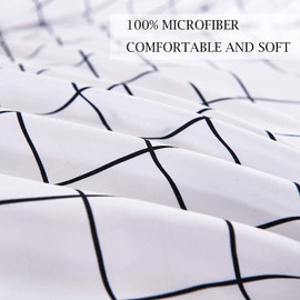 AShanlan Set of 2 Cushion Covers, 40 x 80 cm, Black / White Checked Pattern, 100% Microfibre, Pillowcase 40 x 80 cm, Cushion Cover, Double Pack