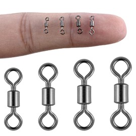 Alwonder 100PCS Micro Swivels for Fly Fishing, Small Rolling Barrel Swivels Fly Fishing Tackles, High Strength Barrel Swivels Hook line Connector with Black Nickel Coating-7LB