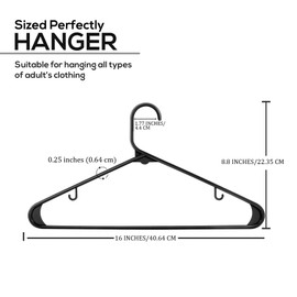 Utopia Home Plastic Hangers 50 Pack - Space Saving Clothes Hanger - Durable & Strong Closet Organizers and Storage with Built-in Strap Hooks - Essential for Shirts, Pants, Skirts & Coats (Black)