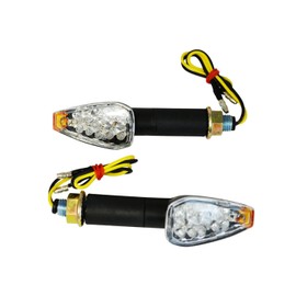 Motorbike LED Indicators - Black - Long Stem