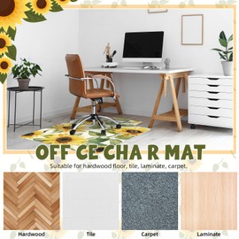 Drydiet Sunflower Office Chair Mat for Carpet & Hardwood Tile Floor 36" x 48" Bohemian Desk Mat for Rolling Computer Gaming Chair Non Slip Heavy Duty Carpeted Floor Protector Rug for Home Office