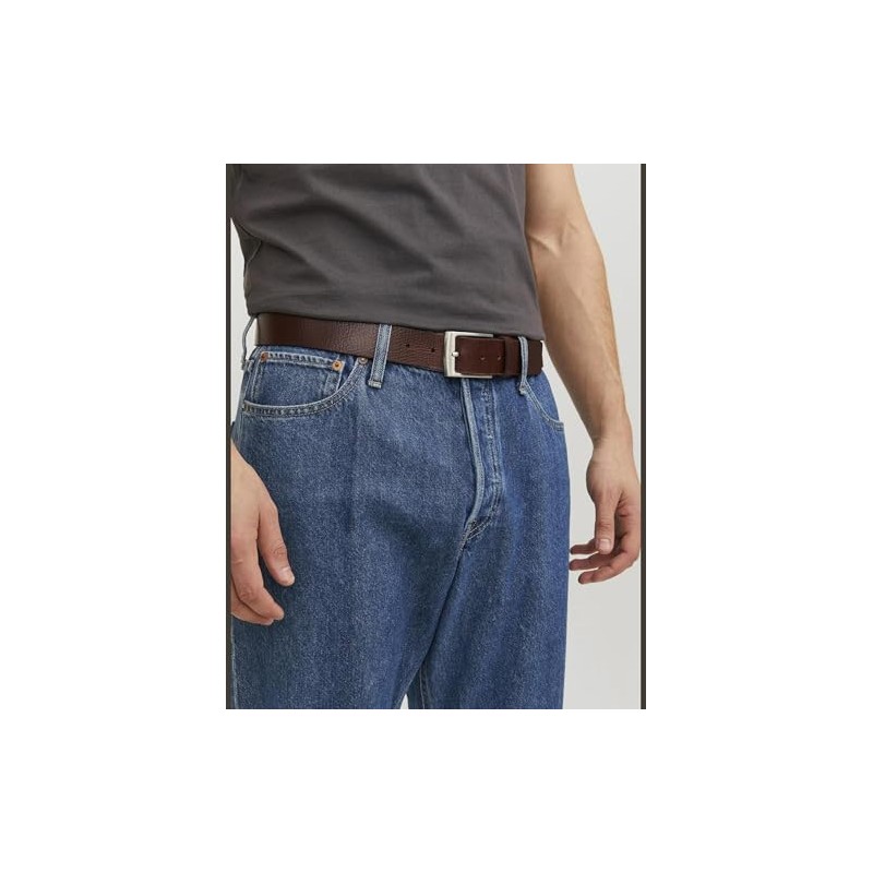 JACK & JONES Men's Jacstockholm Leather Belt Noos, Brown Stone