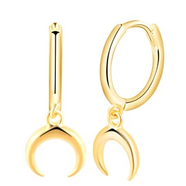 Yumilok Moon Earrings 925 Sterling Silver Women's Hoop Earrings Small Hoop Earrings Huggie Cartilage Earrings Hanging for Women Girls, Sterling Silver