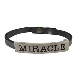 Leather Wristband MIRACLE in Glitter Black Leather