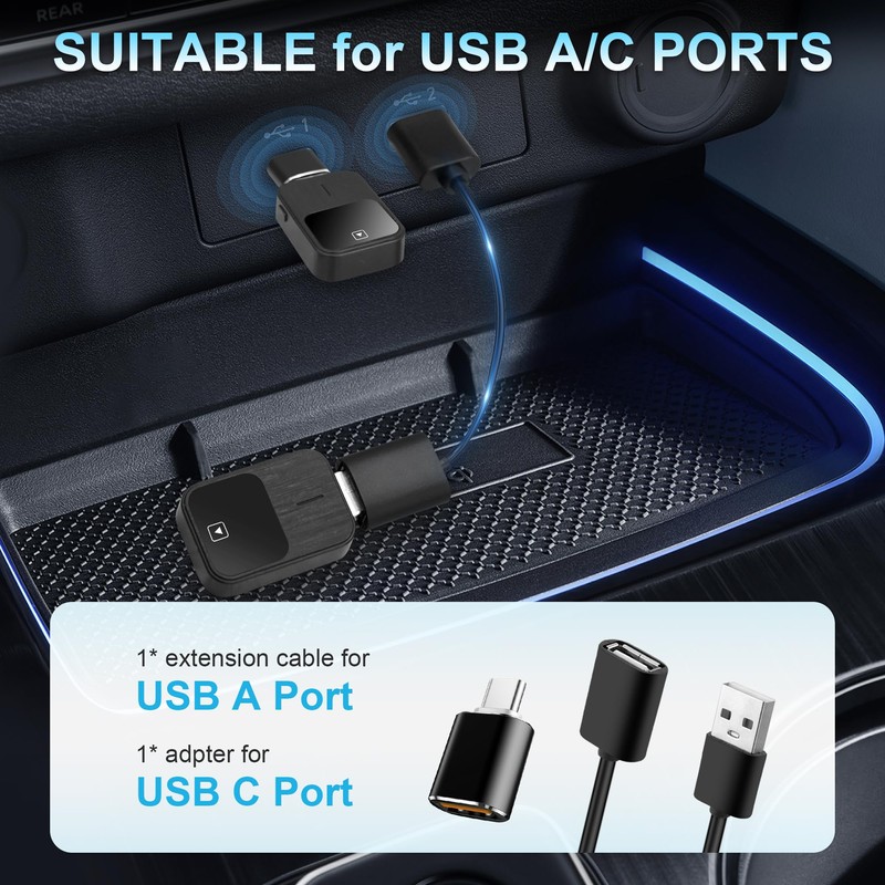 Acrebow 2-in-1 Wireless CarPlay Adapter Android Auto Adapter with USB-A