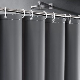 UFRIDAY Dark Grey Stall Shower Curtain Liner Premium PEVA 60 x72 inch,Heavy Duty Shower Curtain with 3 Weighted Magnets, Plastic Waterproof Grey Shower Curtains for Bathroom with 10 Hooks