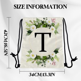 Zewurtuw Initial Letter Drawstring Backpack String Sports Gym Bags Waterproof Sackpack Cute for Men Women Beach (13"×17") (Letter-T)