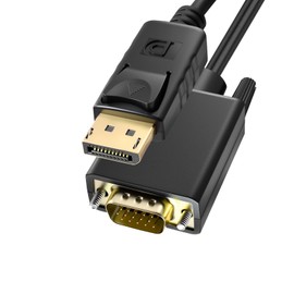 Danfetsoy Displayport to VGA Cable 6FT, Displayport to VGA Adapter Male to Male Cord Gold-Plated HD Video 1080P DP Converter for PC Monitor to Projector HDTV (Not Bidirectional)