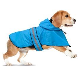 Domagiker Waterproof Dog Raincoats - Hooded Raincoats for Dogs, Adjustable Reflective Dog Rain Coat, Windproof Dog Rain Jacket Pet Rain Slicker Poncho for Small, Medium, Large Dogs (Small, Blue)