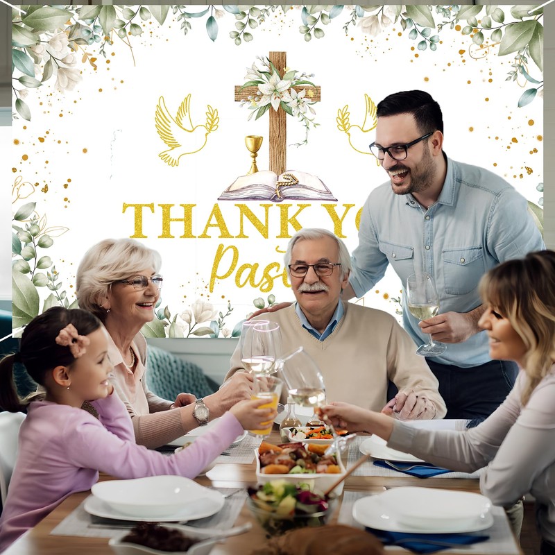 Papiailove Pastor Appreciation Banner 6×4 ft – Thank You Pastor