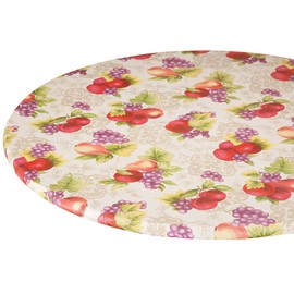Miles Kimball Harvest Fruit Vinyl Table Cover, Elasticized Edges with Soft Backing