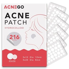 AcneGo - 216 Recuentos De Parches De Espinillas Para La Cara, Parches De Acné Hidrocoloide Parches De Zit Para El Tratamiento De Manchas De Acné