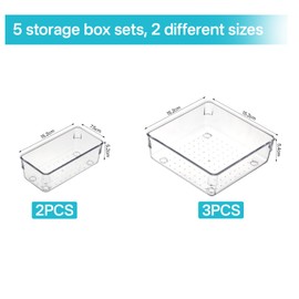 Maxset 21 PCS Clear Drawer Organizer Storage Bins, 21 Piece Set, Organizers and Storage Bins for Makeup, Jewelry, Gadgets for Kitchen, Bedroom, Bathroom, Office (21)