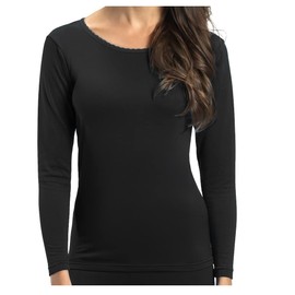 Rocky Women's Thermal Base Layer Top (Long John Underwear Shirt) Insulated for Outdoor Ski Warmth/Extreme Cold Pajamas (Black - Large)