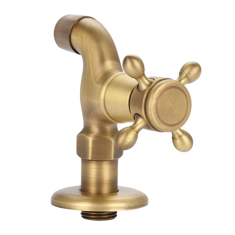Wall Mounted Vintage Solid Brass Faucet Single Cold Water Tape