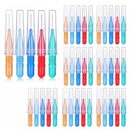 Duozhenzhu 50 Pcs Interdental Brushes 4 Sizes, Dental Soft Toothpicks Braces Brushes Go Between Teeth Gum，Oral Hygiene Slim Brushes Cleaning Tool