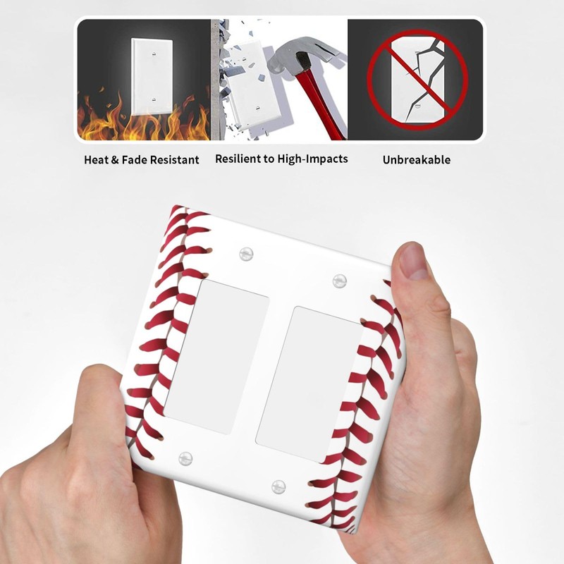 Spshian Outlet Covers Baseball Sports Cool Red White 2 Gang
