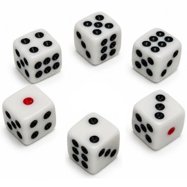 (All 4 Sizes) Grmkt Dice, 0.4 inch (10 mm), 0.5 inch (12 mm), 0.6 inch (14 mm), 0.6 inch (16 mm), Dice, 6 Sided Spare, Loss, Refill, Board Game, Soothe, Math Jongg, Math Jongg, Female, 0.4 inch (10 mm