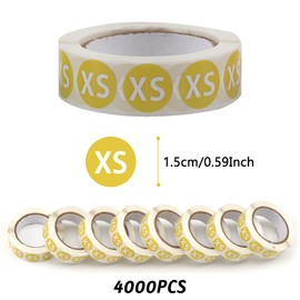 4000 Pieces Size Labels Stickers for Clothing, MicButty XS Clothing Size Stickers Labels, Round Clothing Classification Label Sticker Coded Adhesive Labels 8 Rolls