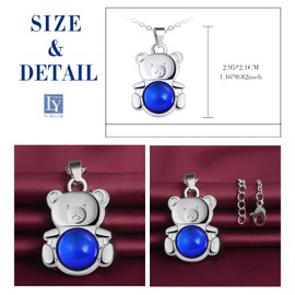 Yumilok Women's Necklace Men's Stainless Steel with Pendant Bear Thermal Mood Colour Changing for Women Men Girls, Stainless Steel