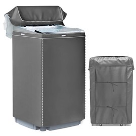 Mr.You Washing Machine Cover, Improved Design, 4-sided Wrap, Gray, Waterproof, Sun-proof, Small: 20.5 x 20.5 x 33.9 inches (52 x 52 x 86 cm), 14.9 - 13.4 lbs (4.5 - 6 kg) Washing Machine Washable
