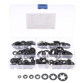 Fudeshe 260pcs 7 size Internal Tooth Star Lock Washers,Push Nuts Assortment,Push on Speed Clips Fasteners Washers,Quick Speed Locking Washers