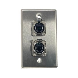usbargainsound.com PROCRAFT SPL-2RJ45-SS 1 Gang Stainless Steel Wall Plate Loaded w/ 2) ProCraft RJ45 Feed/Pass Thru