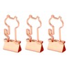 100 Pcs Binder Clips Metal Hollow Cat Shape Rose Gold