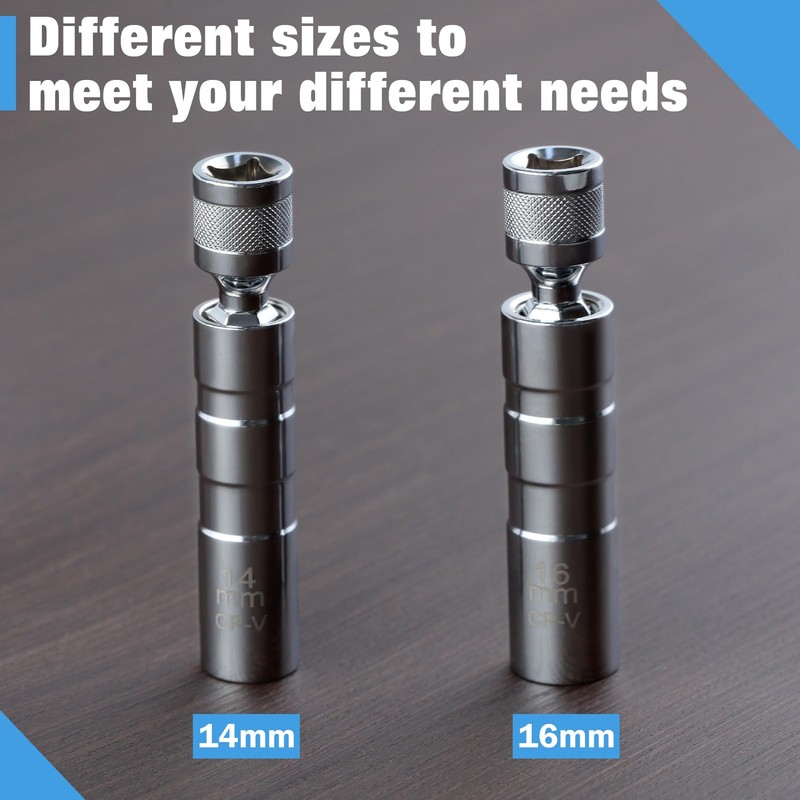 LEONTOOL Magnetic Rotating Spark Plug Socket Set, Magnetic Swivel Plug