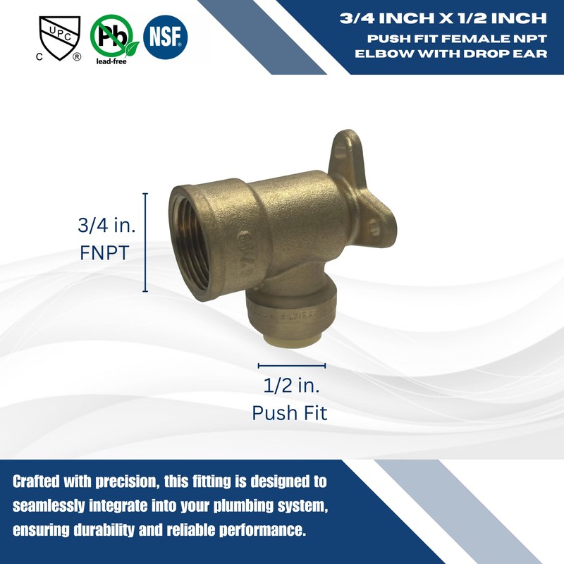 2 Pcs. XFITTING 1/2" Push Fit x 3/4" Female NPT
