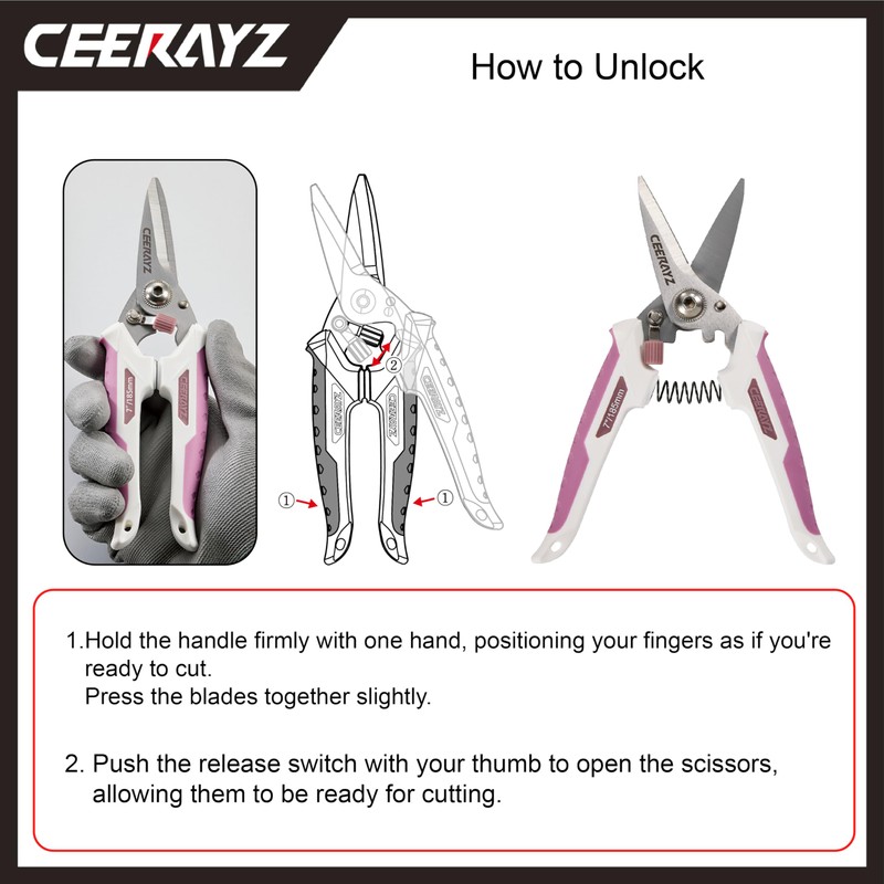 CEERAYZ 185mm Scissors All Purpose Heavy Duty, Garden Shears, Scissors