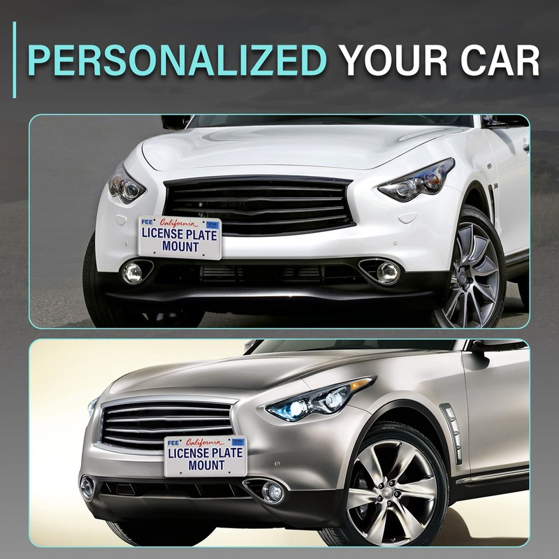 No Drill Front Bumper License Plate Mount Compatible with Infiniti