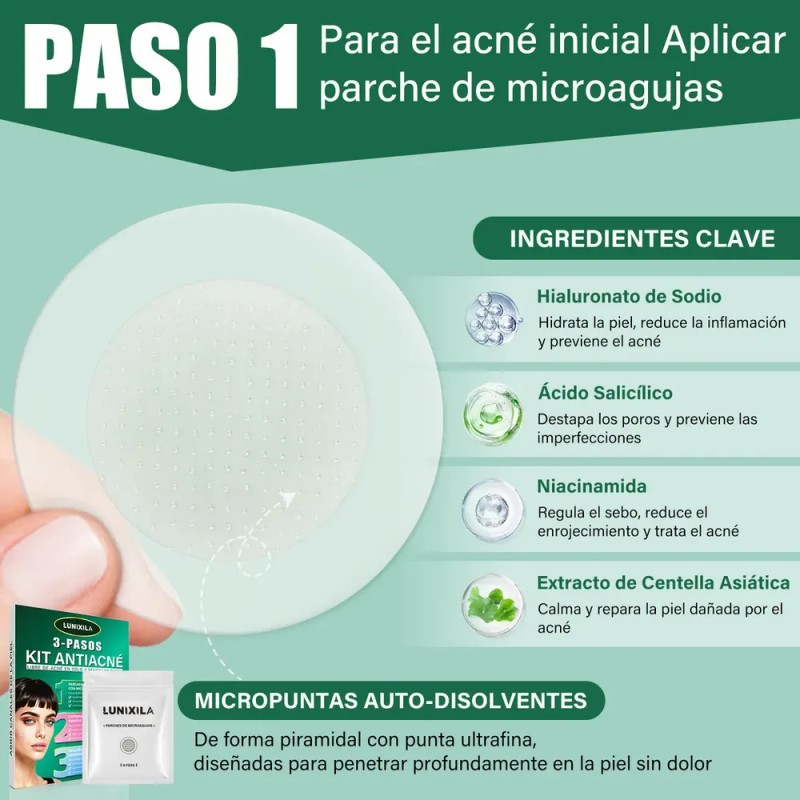 Lunixila Microagujas Para Parches Antiacné,conjunto De 3 En1