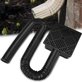 Rain Gutter Downpipe Extensions, Square Sink Drain Set, with 150 cm / 60 Inch Extendable Hose, No Deep Digging Required, Drain Adapter for Cement Floor and Lawn