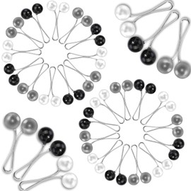 PHOGARY Pack of 24 Women's Hijab Pins Clips, Scarf Pearl Pins, Clip Brooch Pin, Women's Jumper Hijab Pins Set, Headscarf Scarves Decoration Clip Safety Pins for Muslim, U-shaped Clip in 3 Colours,