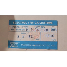 REC Radial Type Electrolytic Capacitors 3.3uF 63V New Lot of 20 Pcs