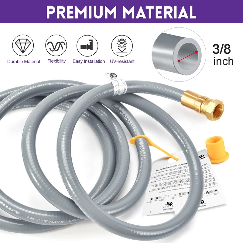 GasSaf 10FT 3/8" ID Natural Gas Hose, Natural Gas Grill