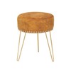 Adeco Round Brown Vanity Stool Chair, Upholstered Makeup Foot Stool