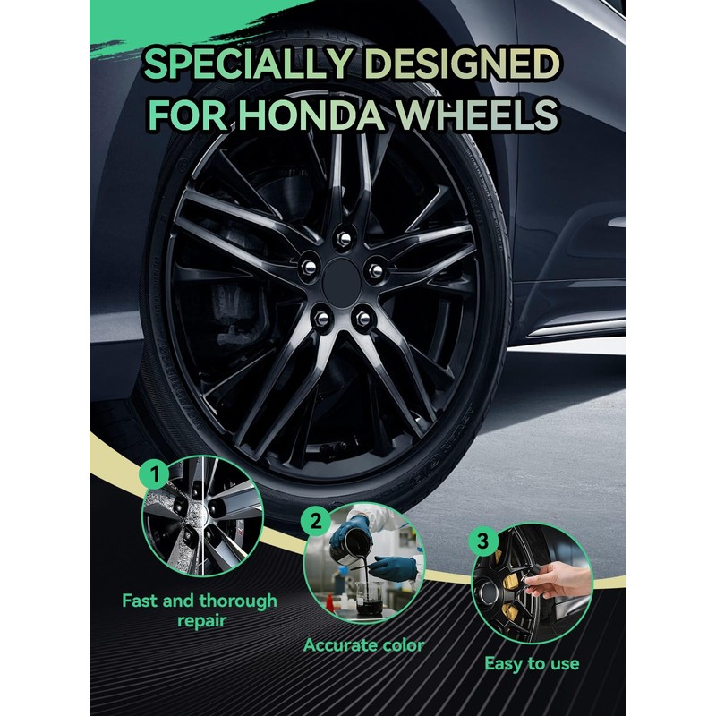 Cardiality Gloss Black Rim Touch Up Paint for Honda,Wheel Scratch