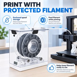 3D Printer Filament Storage Box for Moisture Protection – Airtight Dry Box with Humidity Monitor for Home Workshops