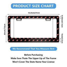 Pink Flamingo License Plate Frame Bird Animal License Plate Frame for Car Decorative Parts Stainless Steel License Plate for Standard Us Canada License Plate Holder 12x6 Inch