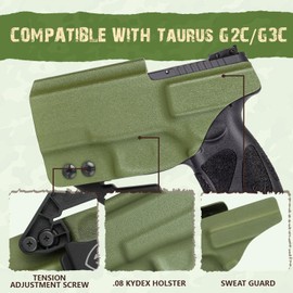WARRIORLAND Kydex IWB Holster Fits Taurus G2C/G3C/Millennium G2 PT111/PT140, Inside Waistband Concealed Carry, Optic Ready & Claw, Adj Cant, Right