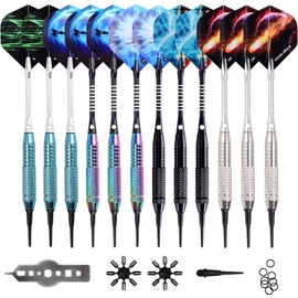 WIN.MAX Dartpfeile mit kunststoffspitze für elektronische dartscheibe 12 Stück Soft Darts Pfeile Set,18 Gramm Profi Softdarts dartpfeil