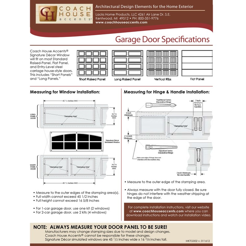 Coach House Traditional Décor Garage Door Hardware - Black Carriage