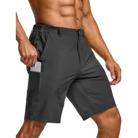 CQR Men's Hiking Cargo Shorts, Quick Dry Stretch Tactical Outdoor Shorts, Lightweight Camping Golf Shorts with Multi Pockets, Routine Charcoal, 34W x 10L
