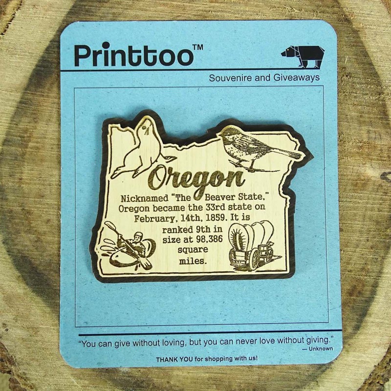 USA Oregon State Map Wooden Magnet Souvenir Fridge Magnet Gift